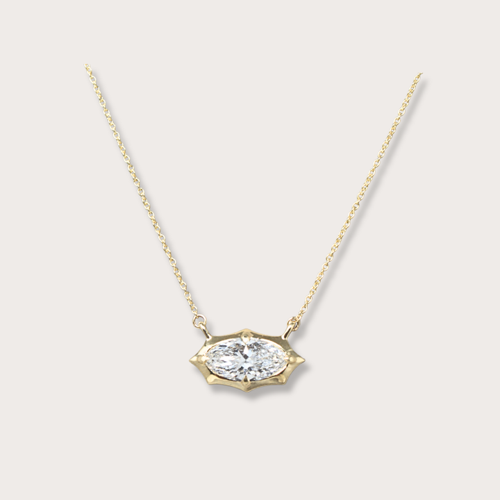 Lab diamond 1.53ct marquee gold necklace
