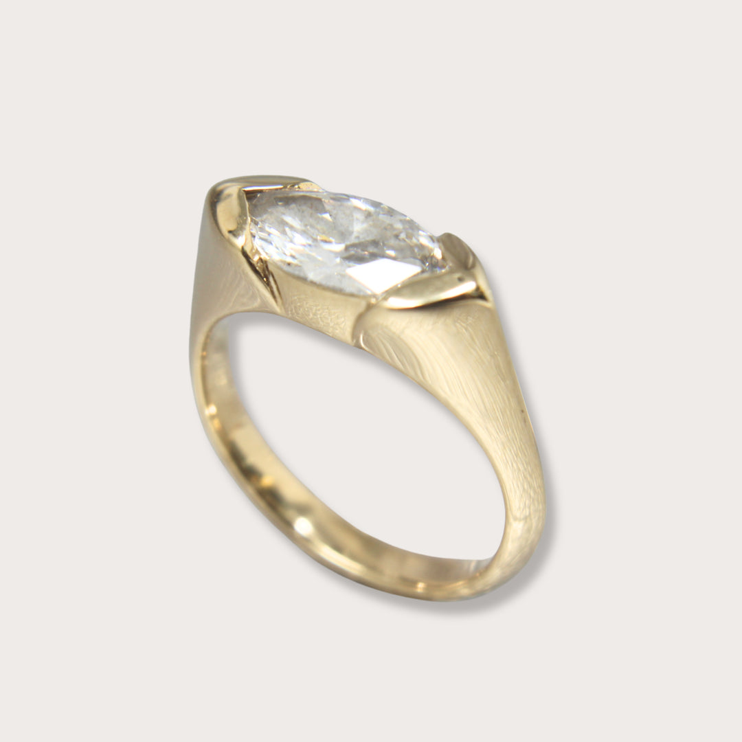 Lab diamond .86ct marquee pinky ring