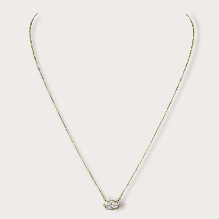 Lab diamond .84ct marquee gold necklace