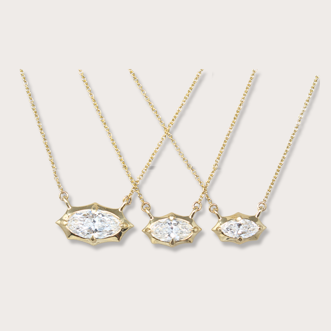 Lab diamond .84ct marquee gold necklace