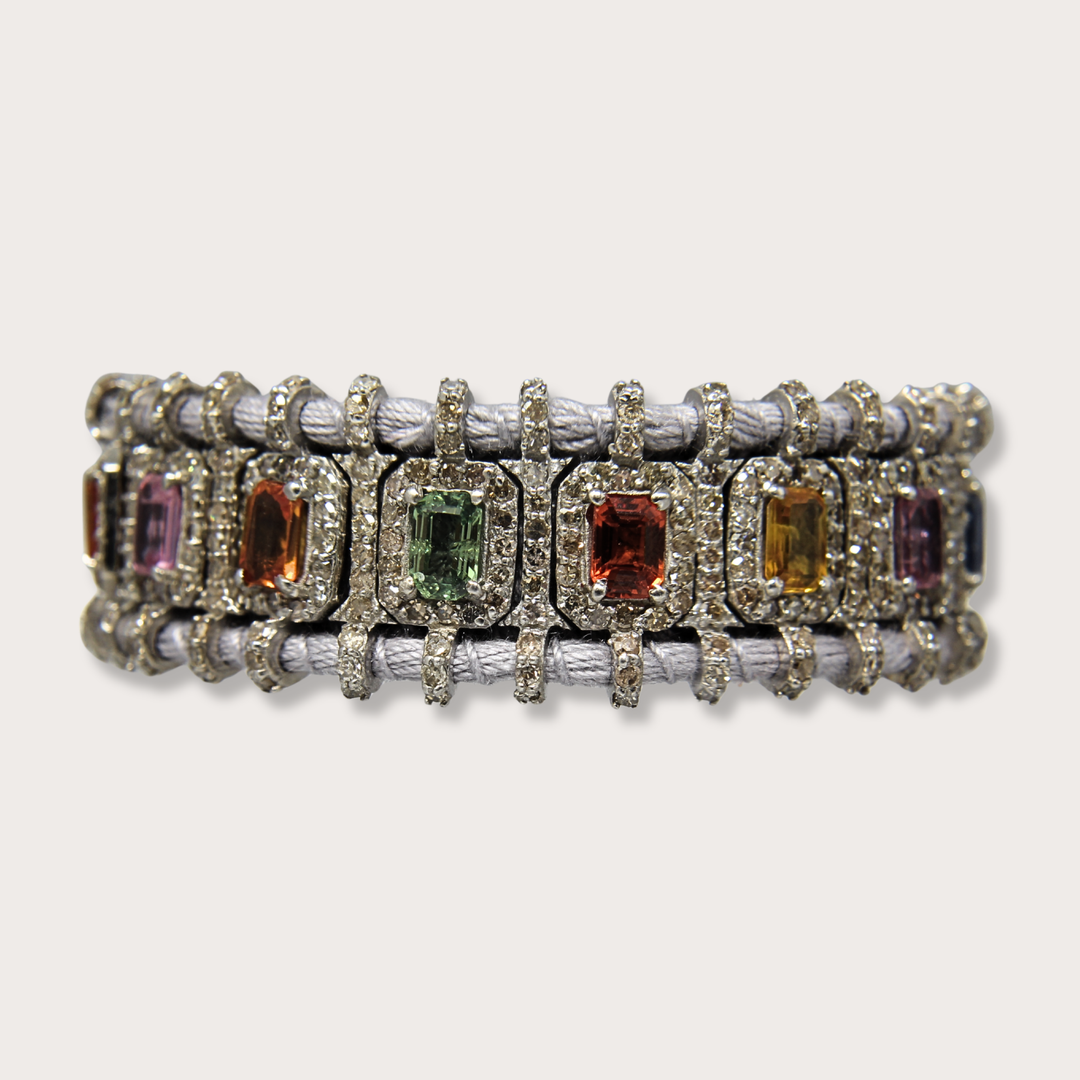 Pulsera Macrame Grey Multi Saphire