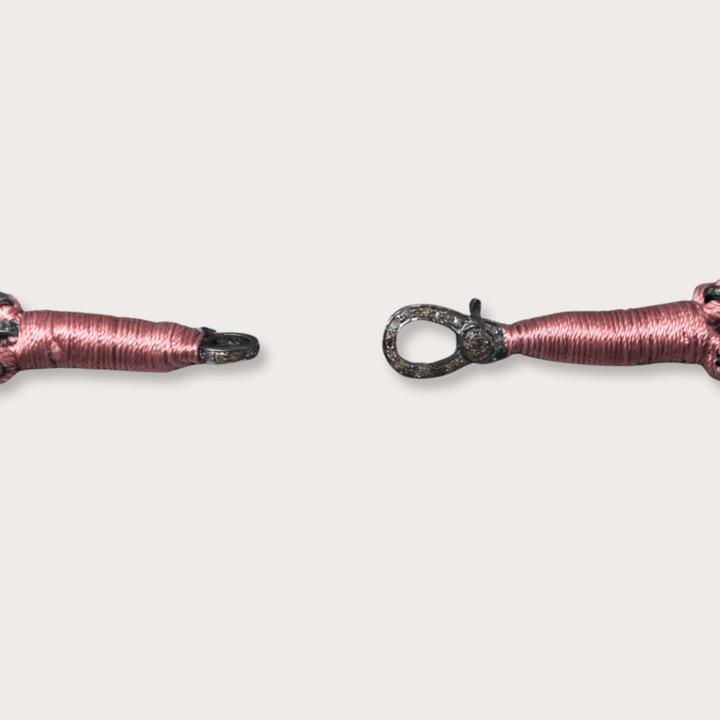 Pink Macrame Bracelet with Multi Sapphires