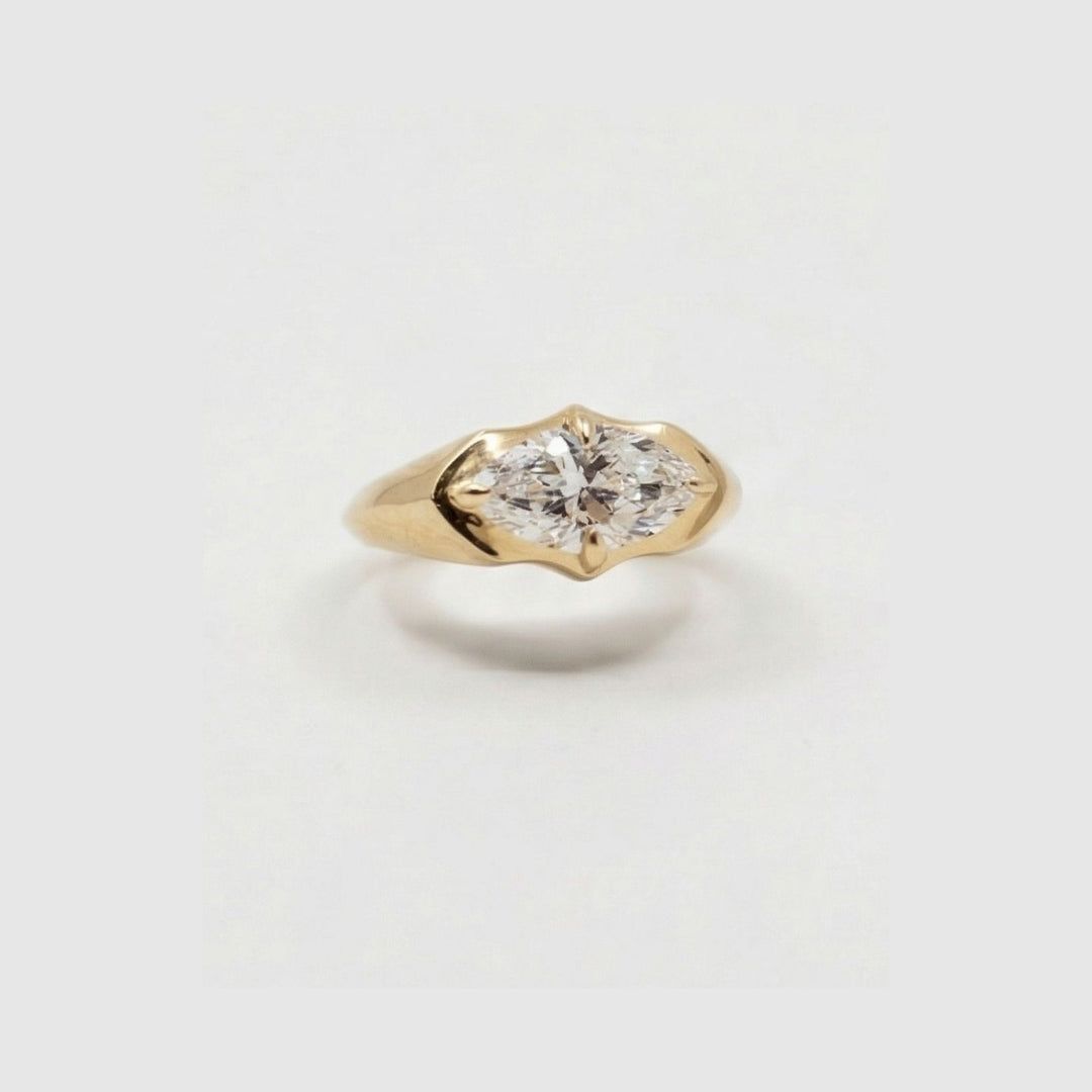 Lab diamond 3 prong pinky ring