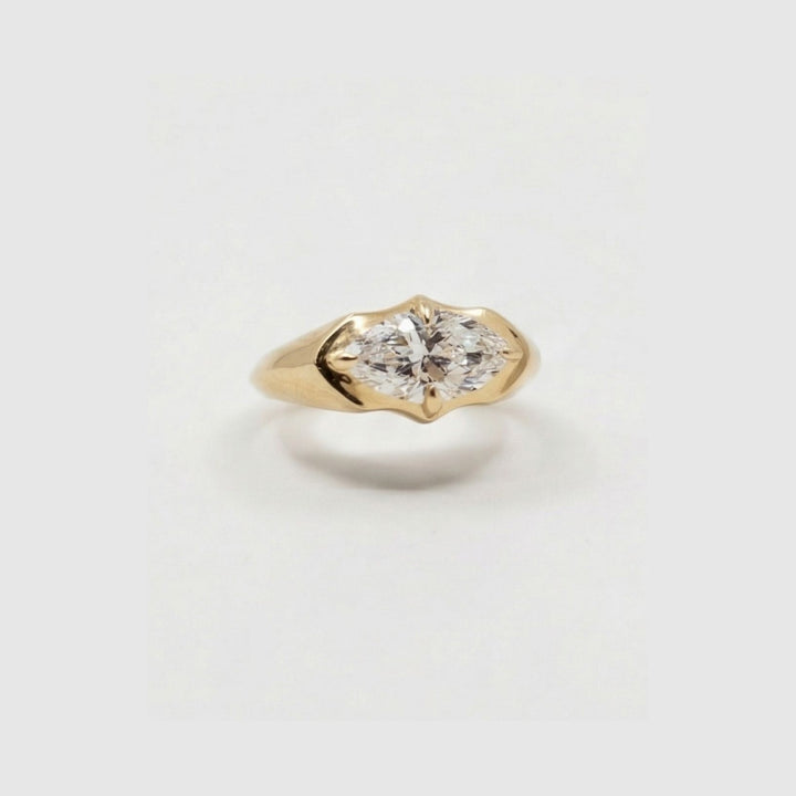 Lab diamond 3 prong pinky ring