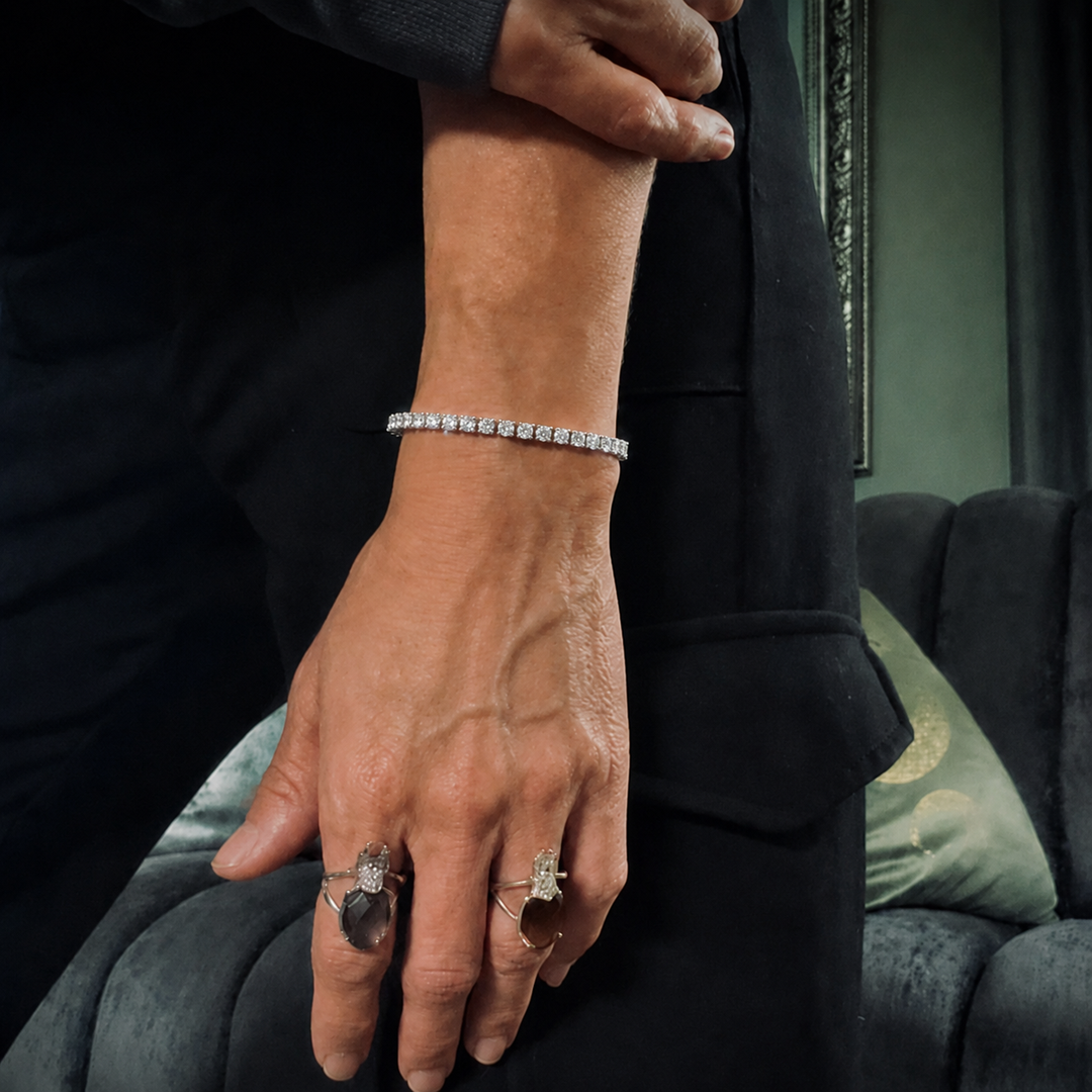 Tennis Bracelet 3 prong Silver