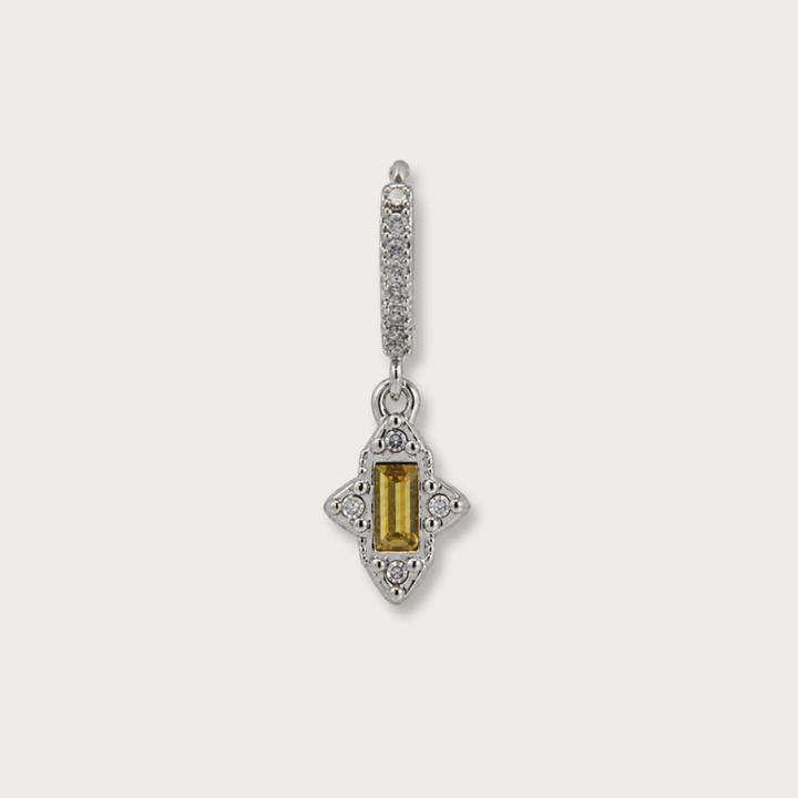 Vintage Rectangular Gem Piercing Silver