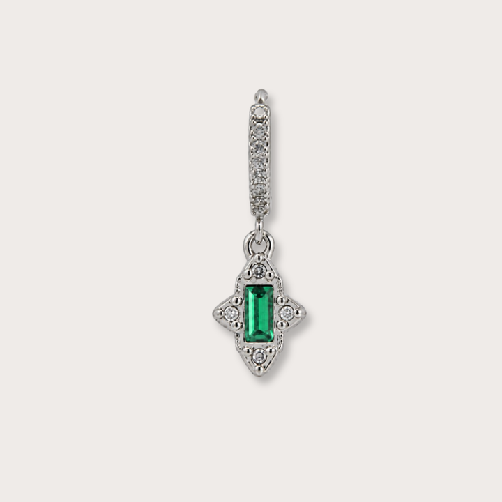 Vintage Rectangular Gem Piercing Silver