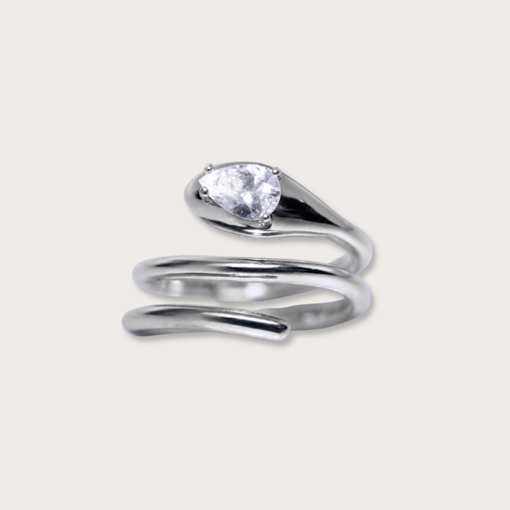 Crystal Serpent Silver Ring
