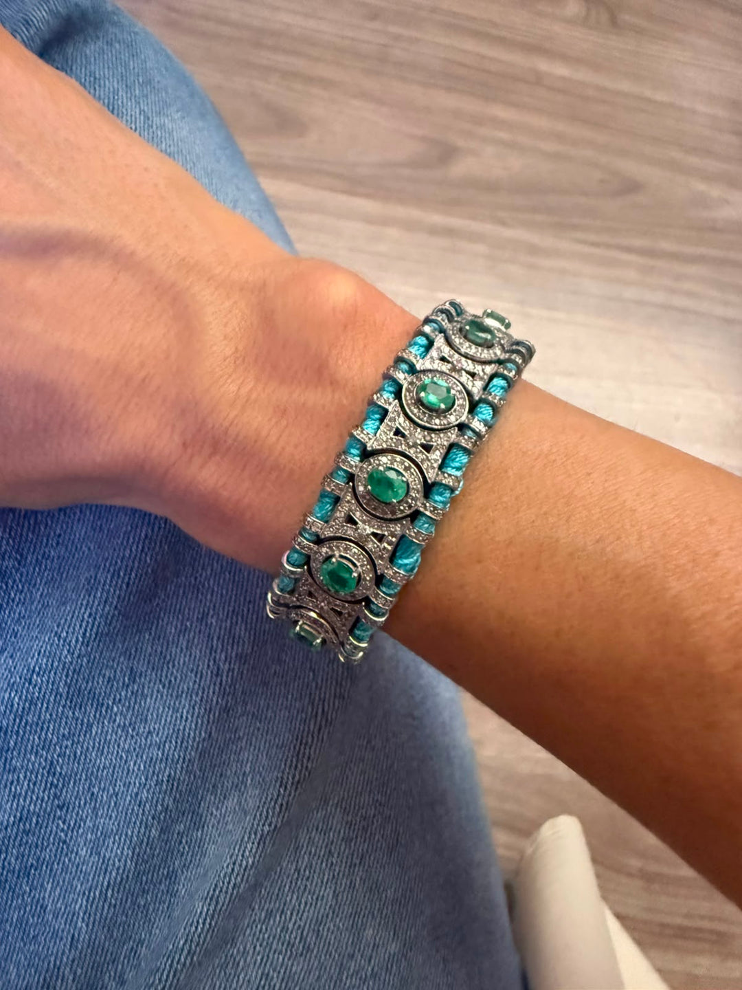 Pulsera Macrame Sky Blue Emerald