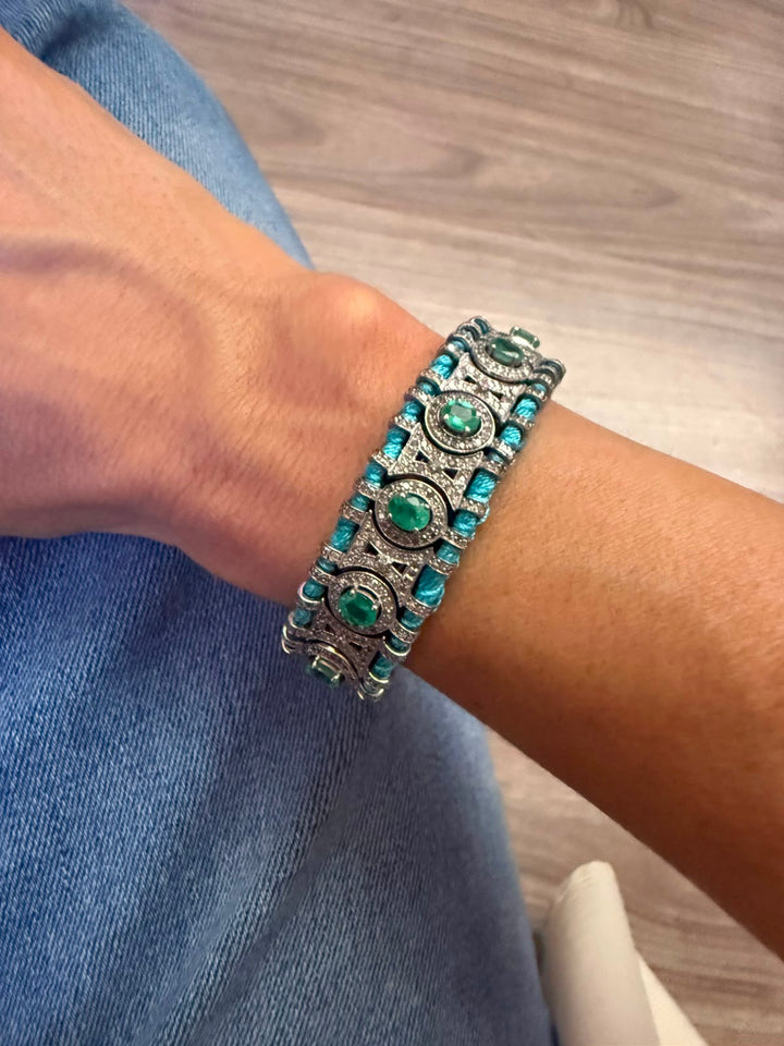 Pulsera Macrame Sky Blue Emerald
