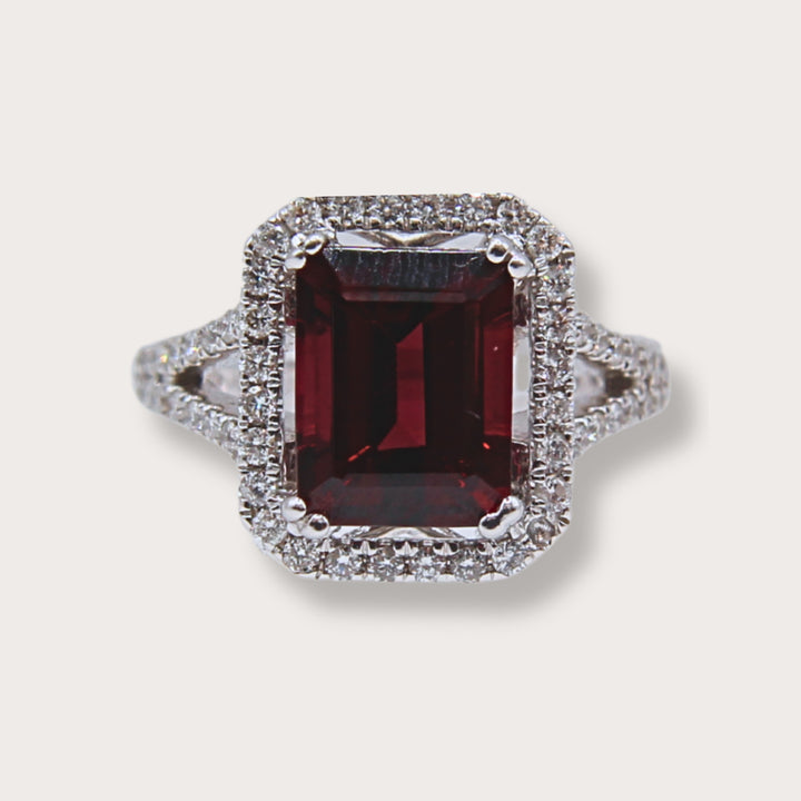 Anillo Diamantes y Granate F1005 - LAURA CANTU JEWELRY