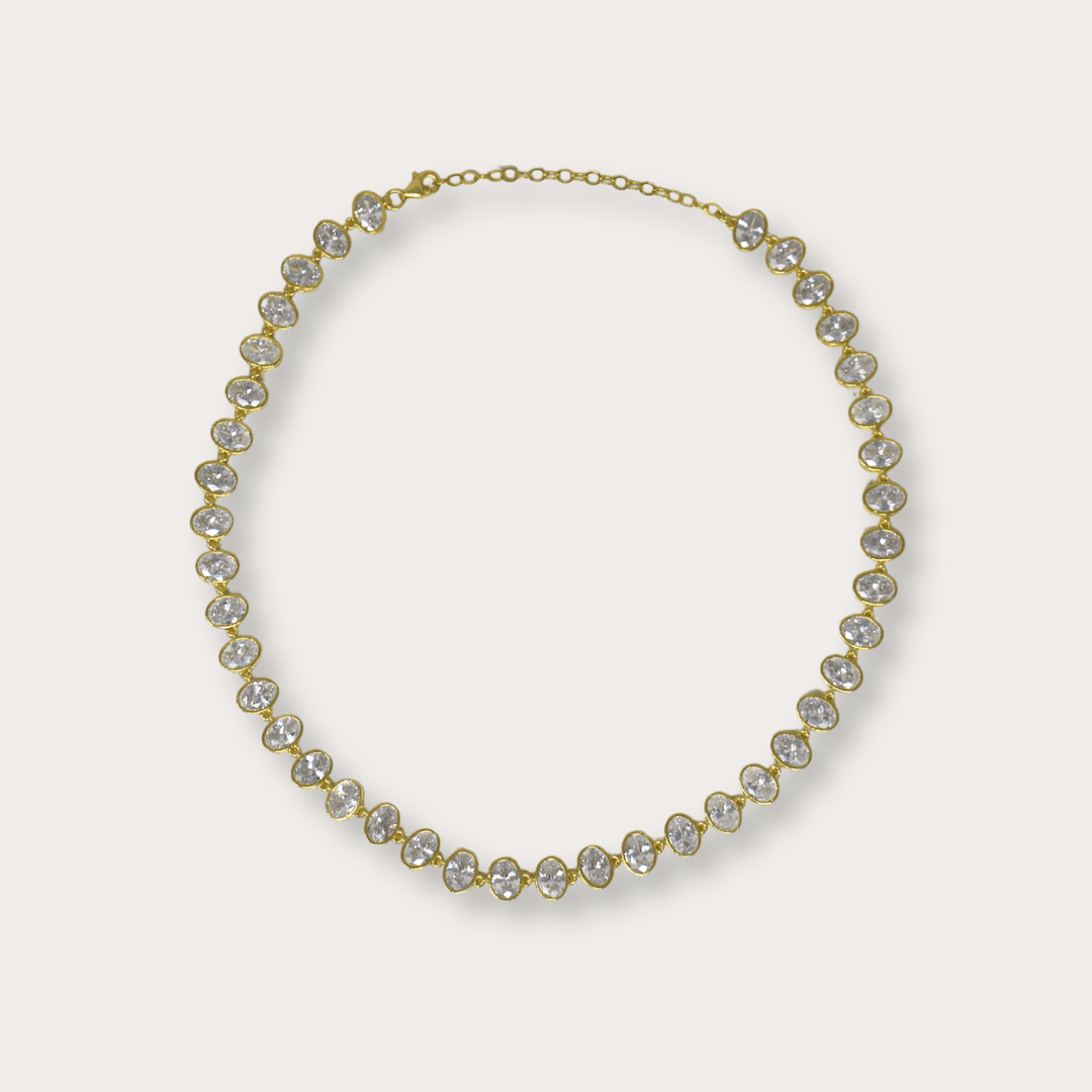 Antique Oval Rhinestone Gold Plated Choker - LAURA CANTU JEWELRY