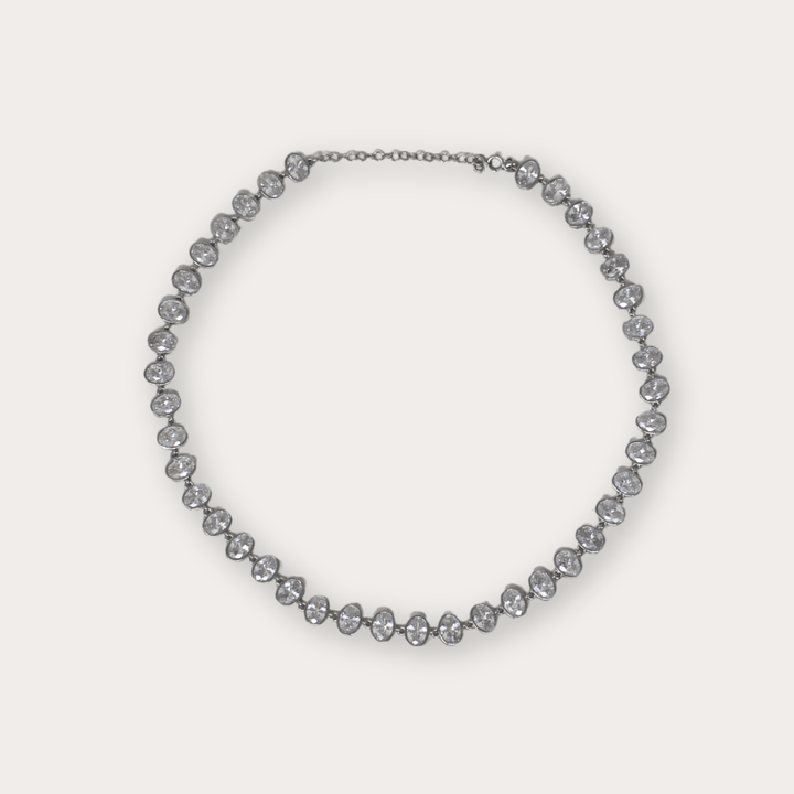 Antique Oval Rhinestone Silver Choker - LAURA CANTU JEWELRY