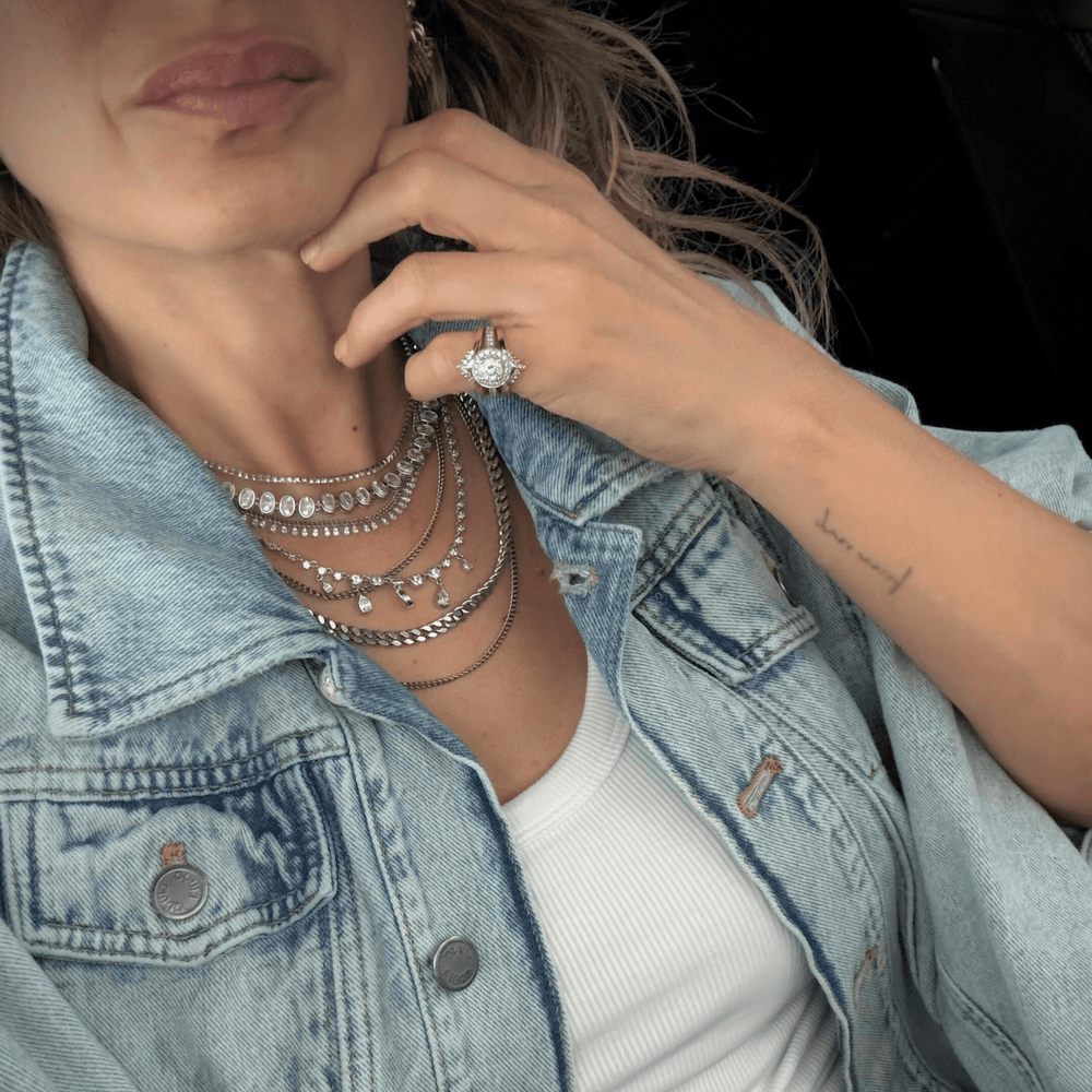 Antique Oval Rhinestone Silver Choker - LAURA CANTU JEWELRY