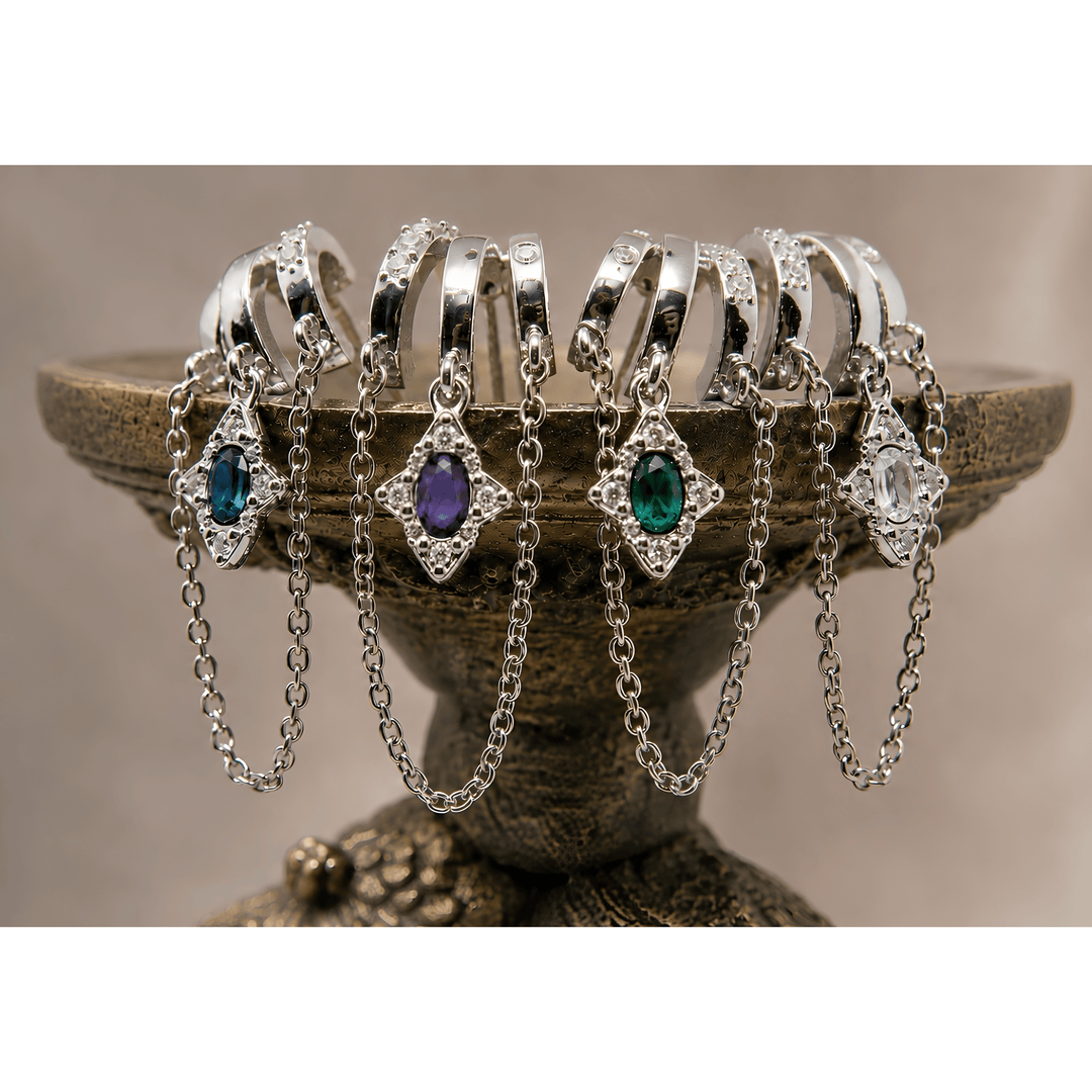 Cordelia Oval Gem Silver - LAURA CANTU JEWELRY
