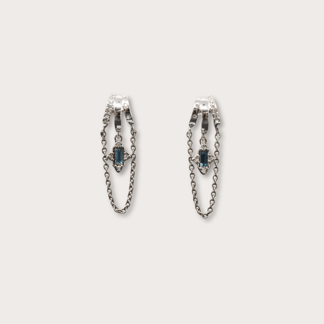 Cordelia Rectangular Gem Silver - LAURA CANTU JEWELRY