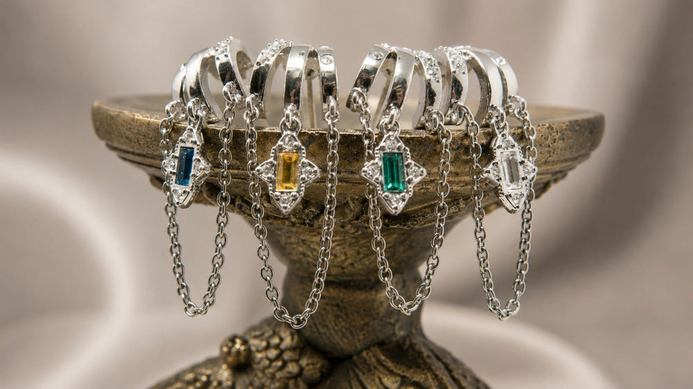 Cordelia Rectangular Gem Silver - LAURA CANTU JEWELRY