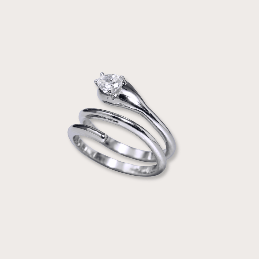 Crystal Serpent Silver Ring - LAURA CANTU JEWELRY