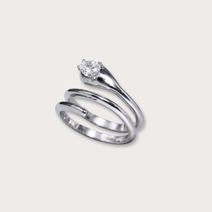 Crystal Serpent Silver Ring - LAURA CANTU JEWELRY