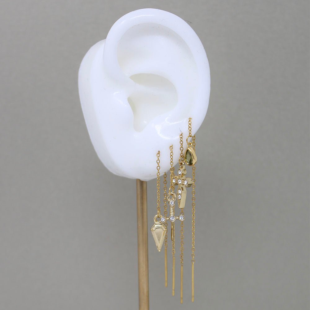 Gold Ear Threads - LAURA CANTU JEWELRY