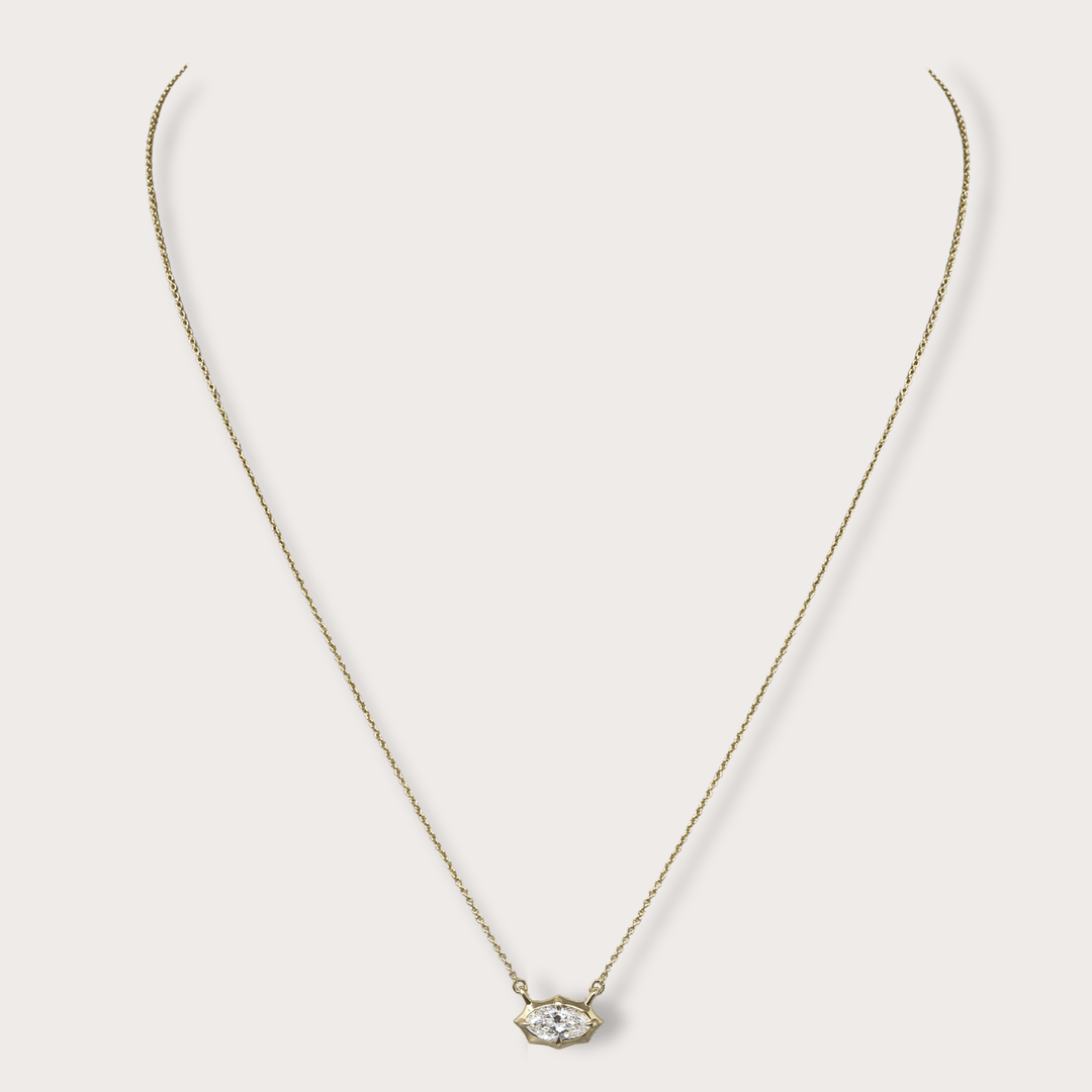 Lab diamond .59ct marquee gold necklace - LAURA CANTU JEWELRY