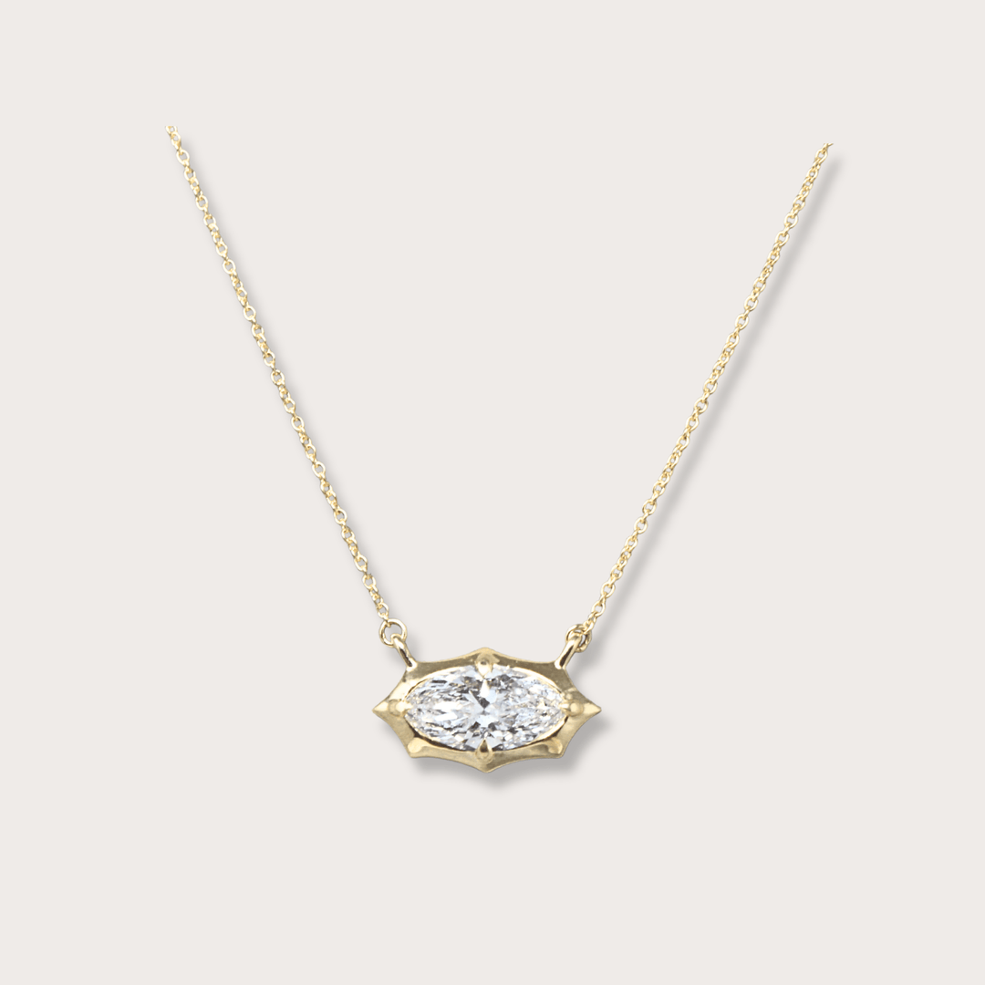Lab diamond .59ct marquee gold necklace - LAURA CANTU JEWELRY