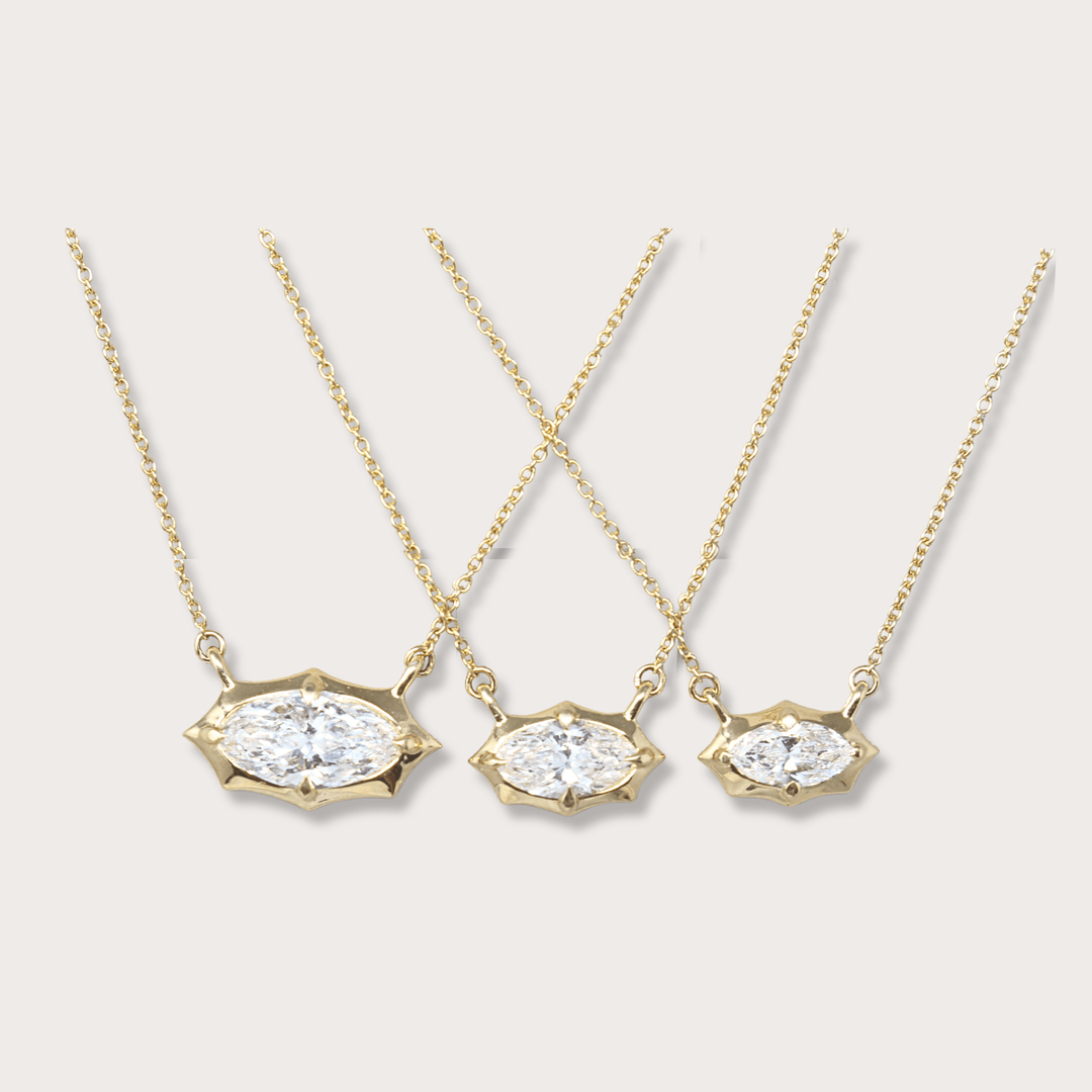 Lab diamond .59ct marquee gold necklace - LAURA CANTU JEWELRY