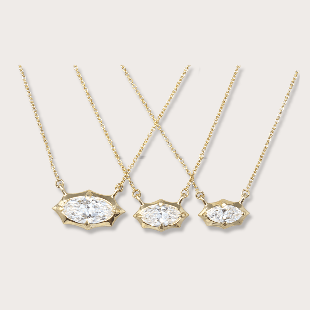 Lab diamond .84ct marquee gold necklace - LAURA CANTU JEWELRY