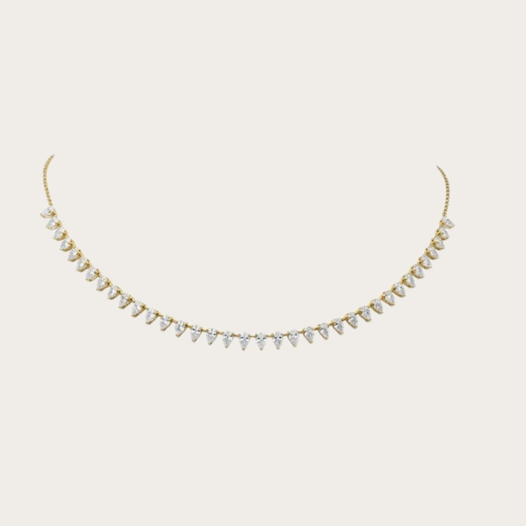 Lab diamond pear tennis necklace - LAURA CANTU JEWELRY