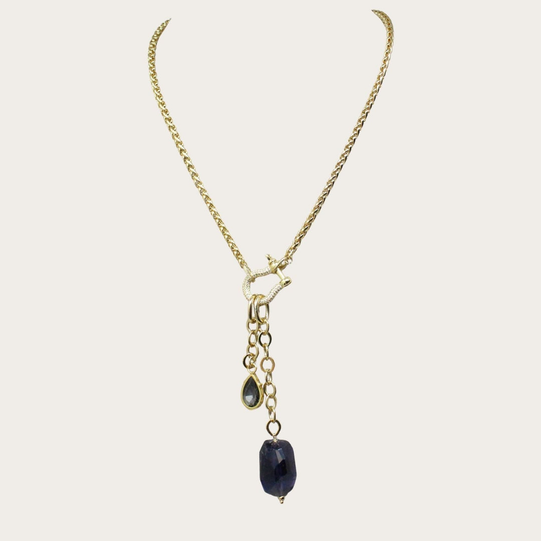 Lumna Rhinestone Lock Neckace VII - LAURA CANTU JEWELRY