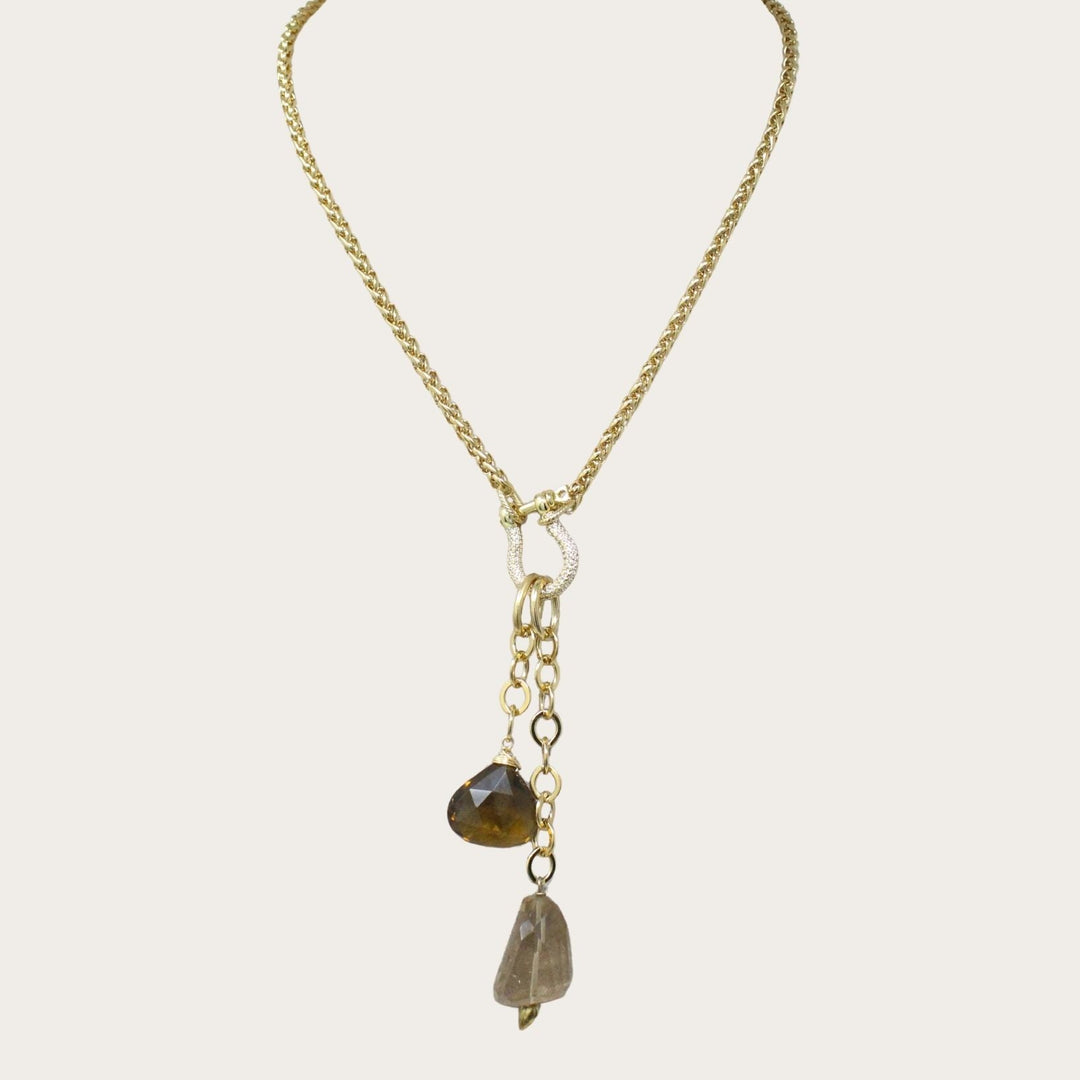 Lumna Rhinestone Lock Necklace I - LAURA CANTU JEWELRY