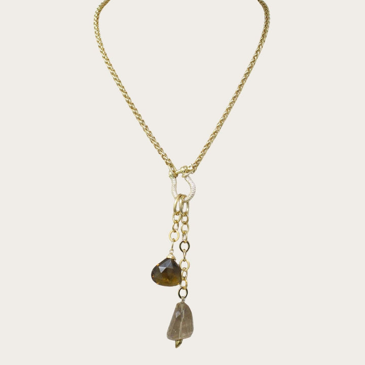 Lumna Rhinestone Lock Necklace I - LAURA CANTU JEWELRY