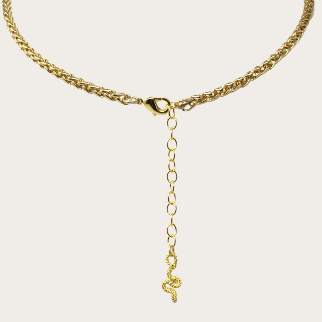 Lumna Rhinestone Lock Necklace I - LAURA CANTU JEWELRY