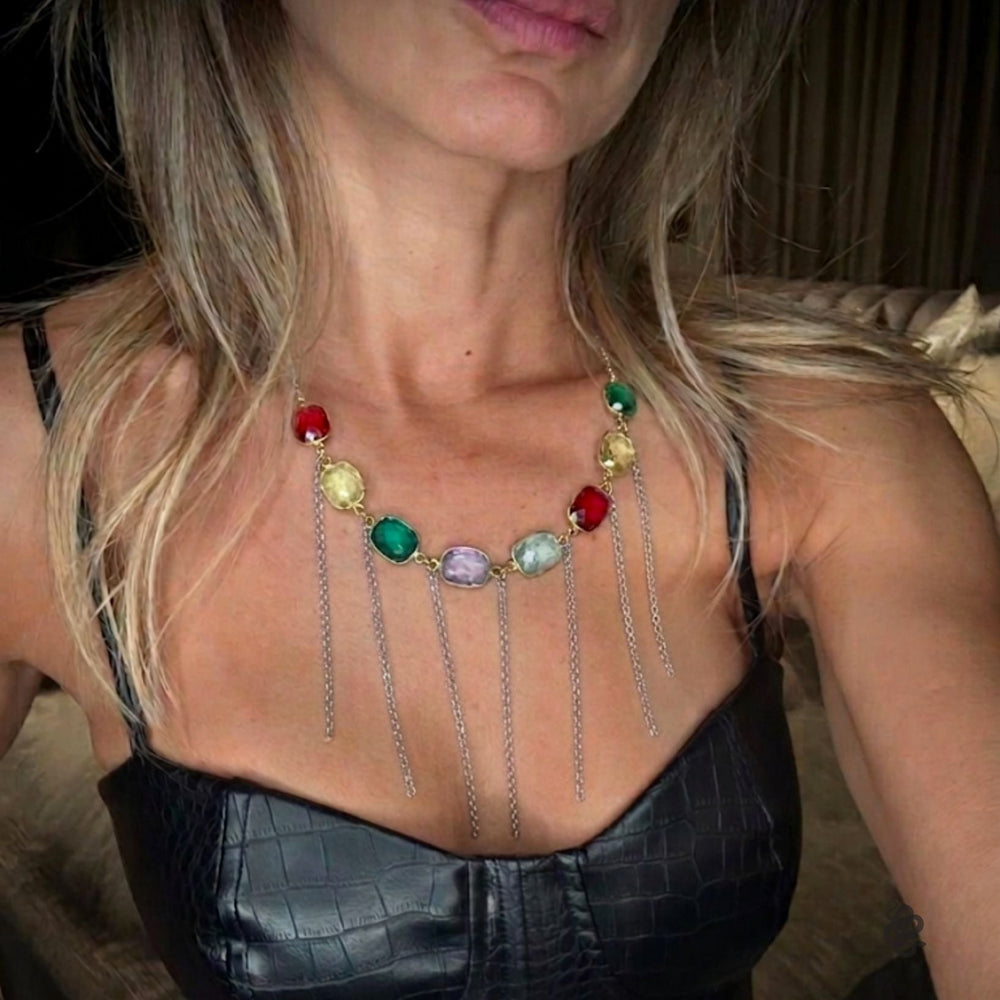Multicolor Fringe Necklace - LAURA CANTU JEWELRY