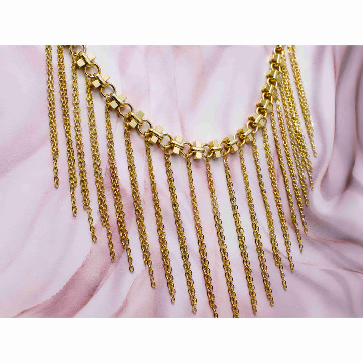 Nan Fringe Gold Necklace - LAURA CANTU JEWELRY
