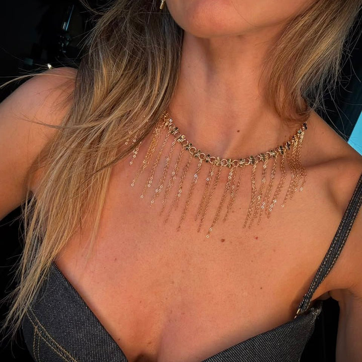 Nan Fringe Gold Necklace - LAURA CANTU JEWELRY