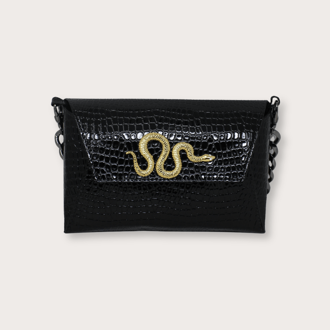 Natasha Black Gold Snake Clutch - LAURA CANTU JEWELRY