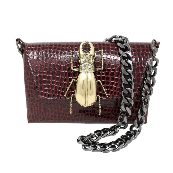 Natasha Gold Beetle Clutch (Antique Silver Chain) - LAURA CANTU JEWELRY