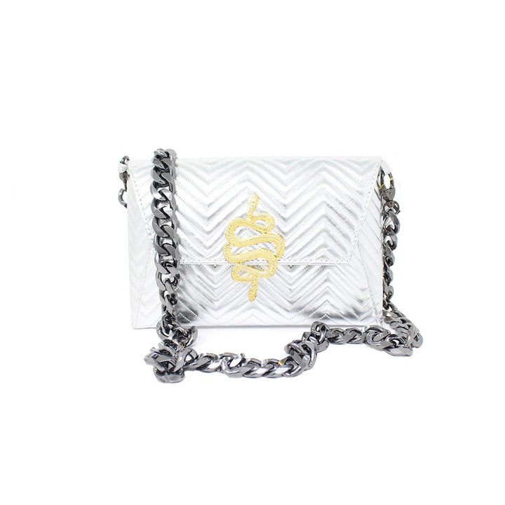 Natasha Gold Snake Clutch (Antique Silver Chain) - LAURA CANTU JEWELRY