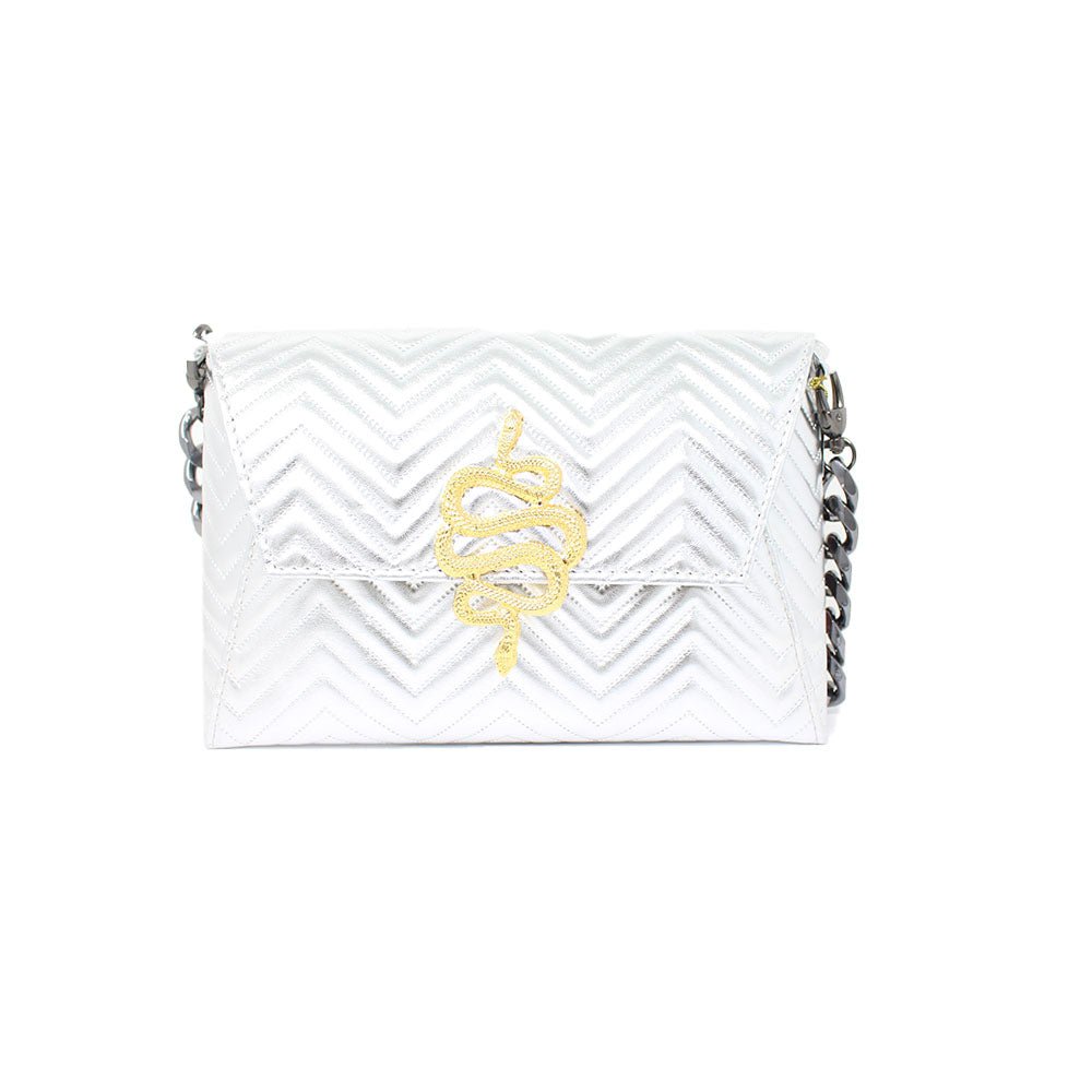 Natasha Gold Snake Clutch (Antique Silver Chain) - LAURA CANTU JEWELRY