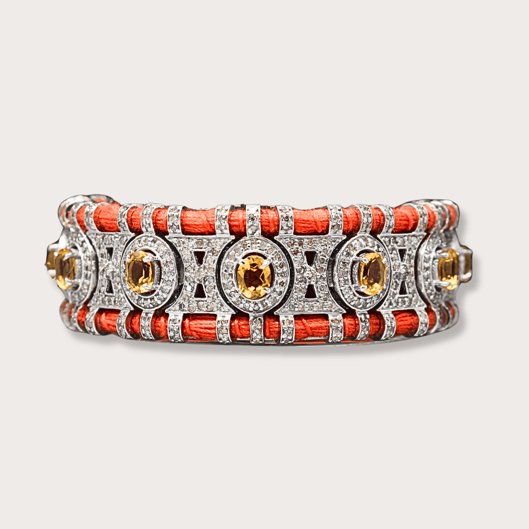Orange Macrame Bracelet with Orange Citrines - LAURA CANTU JEWELRY
