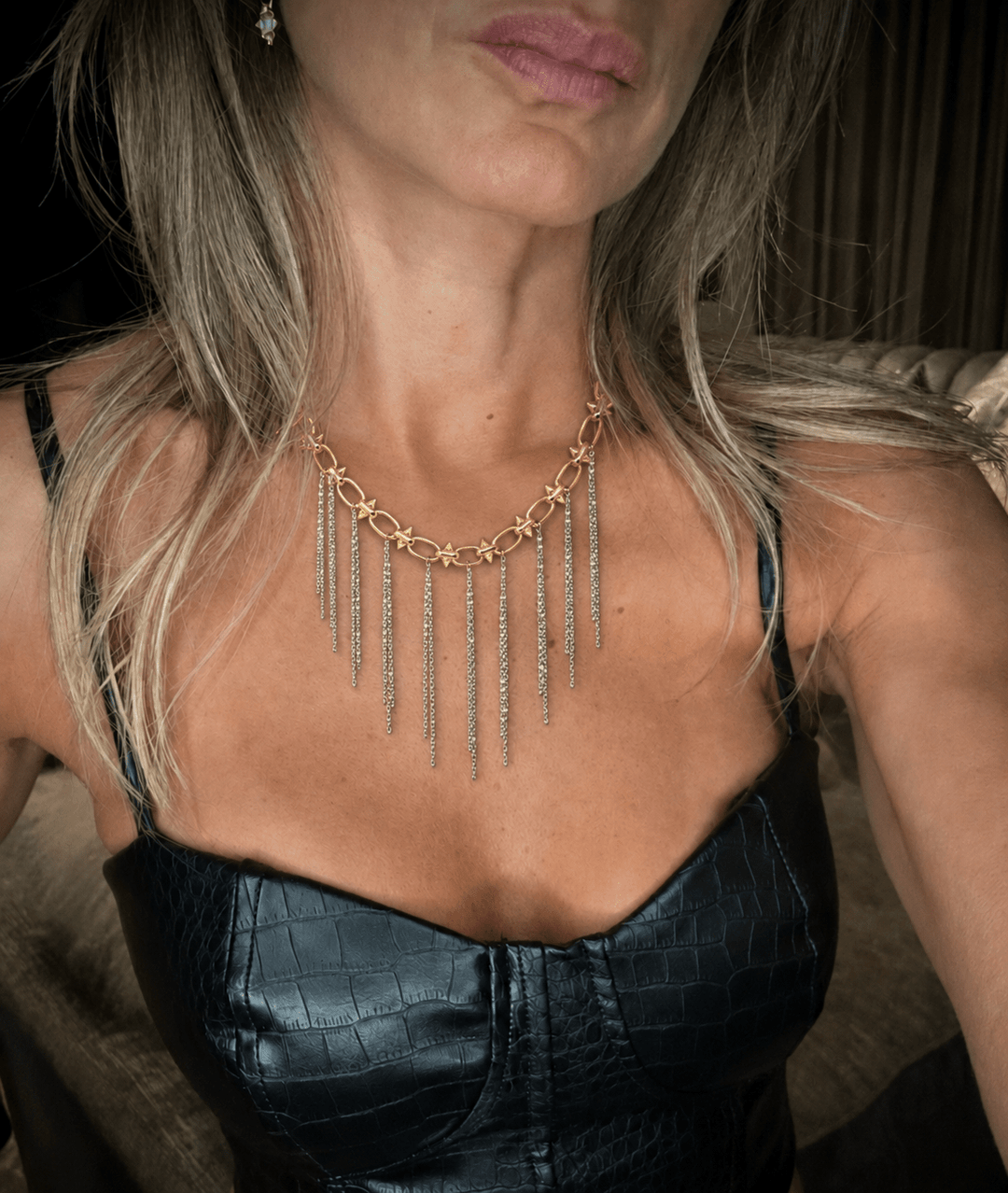 Patricia Fringe &amp; Spike Necklace - LAURA CANTU JEWELRY