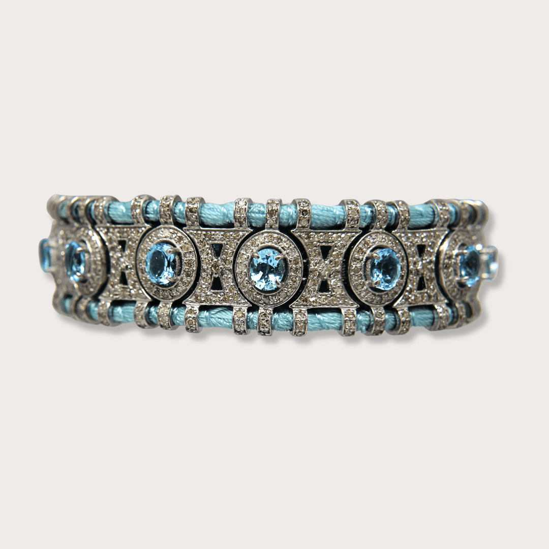 Pulsera Macrame Blue Topaz - LAURA CANTU JEWELRY