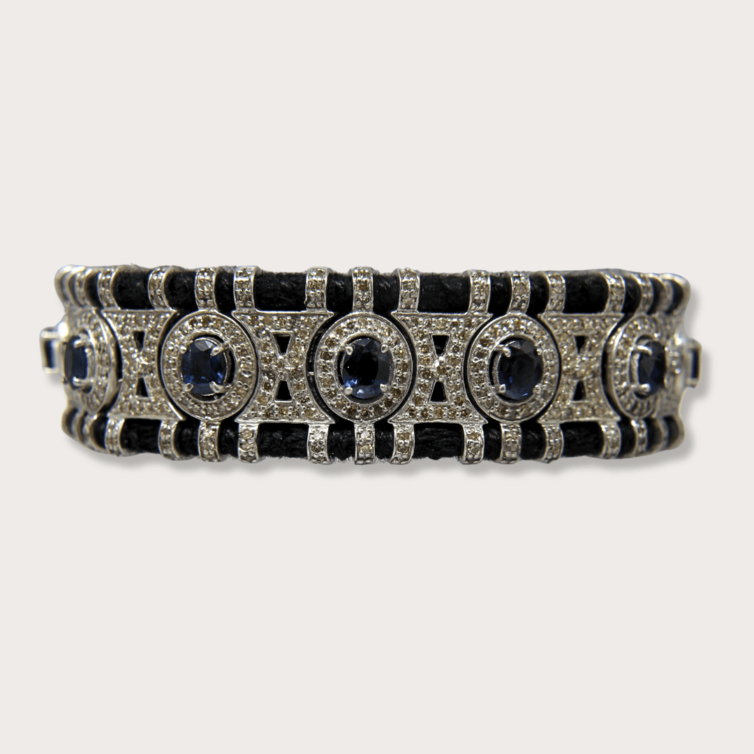 Pulsera Macrame Dark Blue Saphires - LAURA CANTU JEWELRY