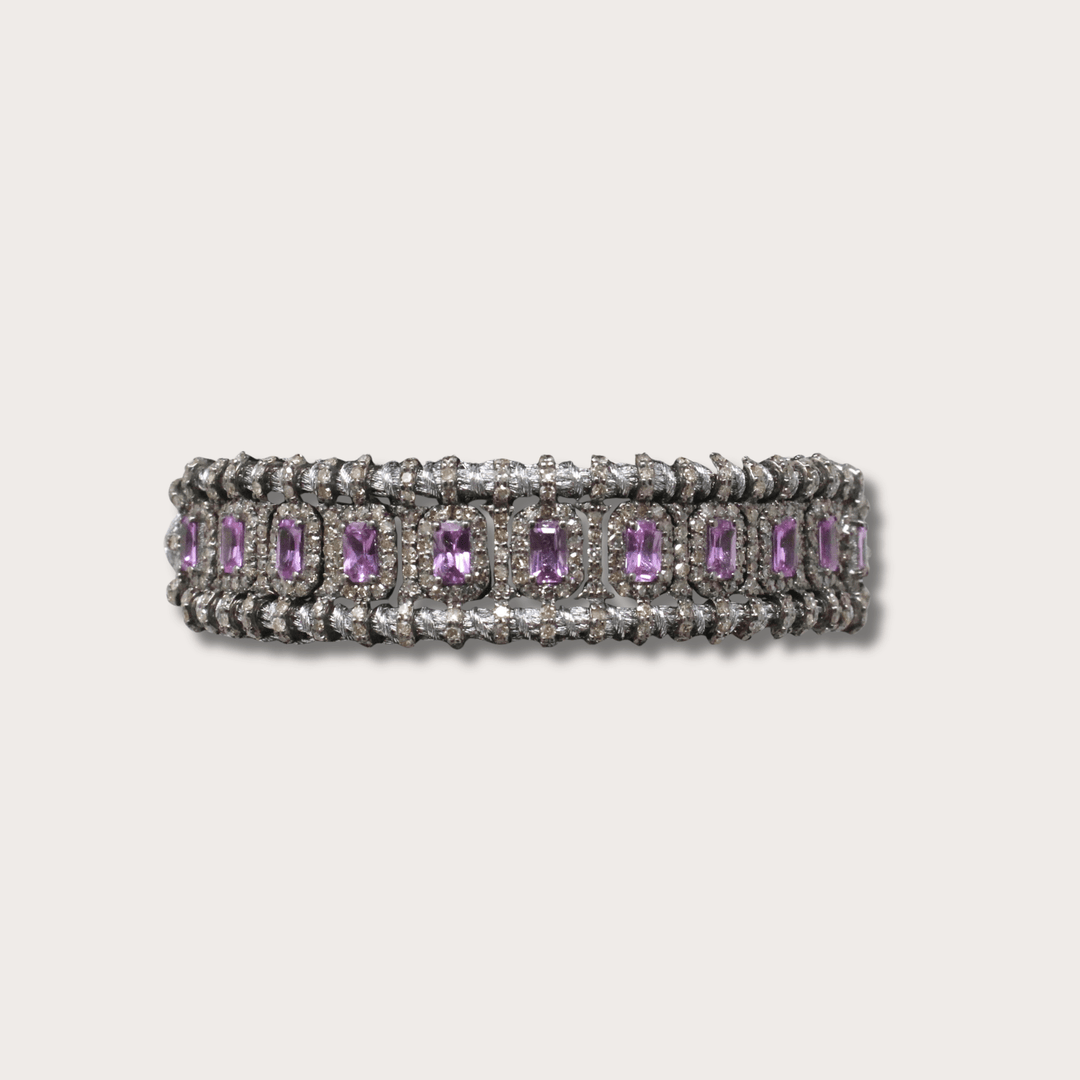 Pulsera Macrame Pink Saphires - LAURA CANTU JEWELRY