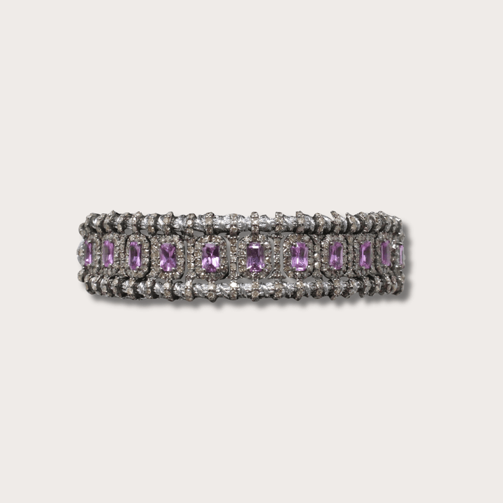 Pulsera Macrame Pink Saphires - LAURA CANTU JEWELRY