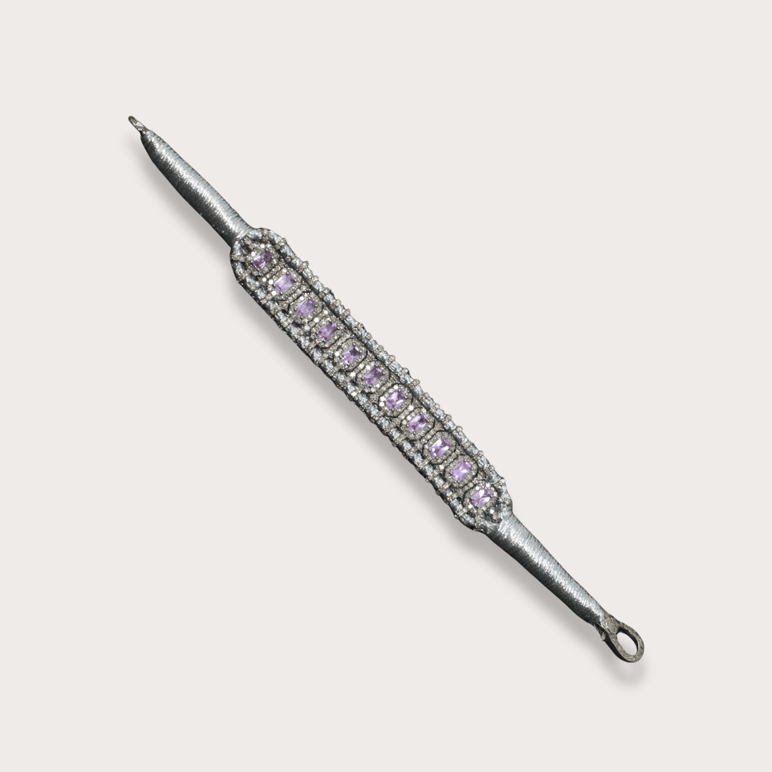 Pulsera Macrame Pink Saphires - LAURA CANTU JEWELRY