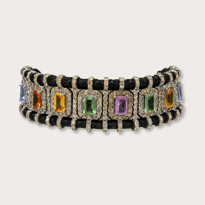 Pulsera Macrame Rectangular Saphire Multicolor - LAURA CANTU JEWELRY