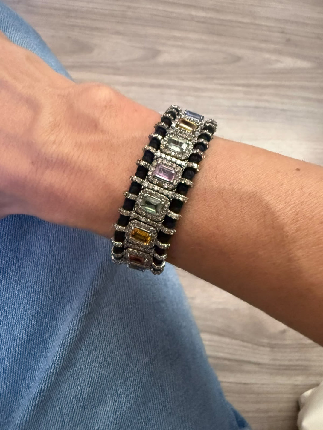 Pulsera Macrame Rectangular Saphire Multicolor - LAURA CANTU JEWELRY
