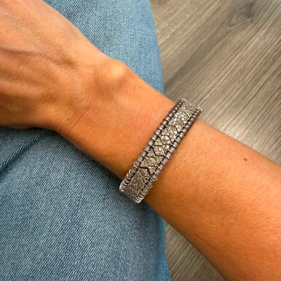 Pulsera Macrame Silver Diamond - LAURA CANTU JEWELRY
